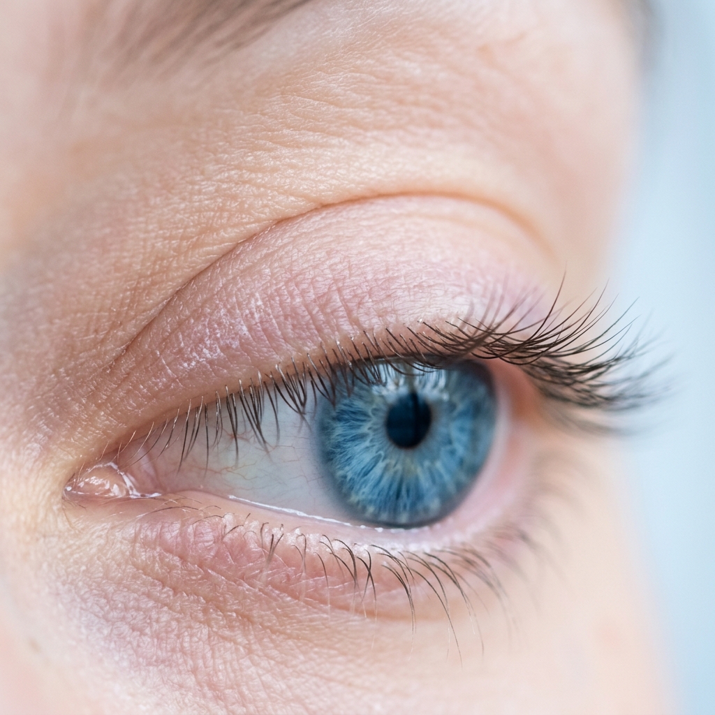 Close-up of a human eye and eyelid