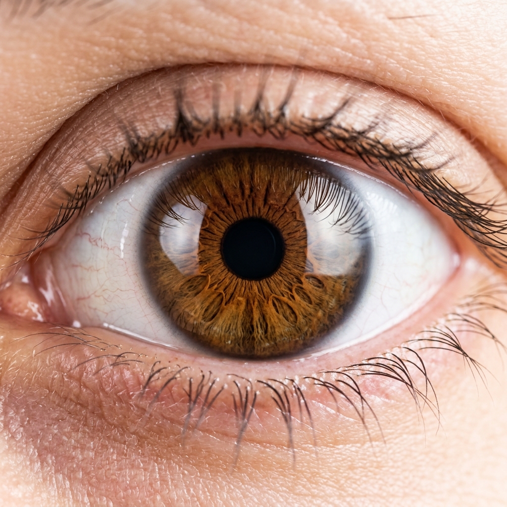 Close-up of a human amber iris